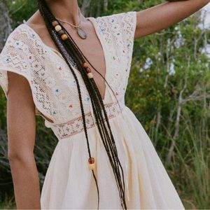 NWT XS Zara Beaded Cream Crochet Lace Bohemian Dress